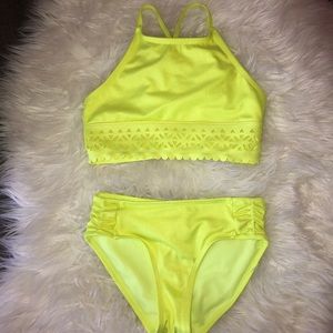 Yellow Two-Piece Swimsuit Size 7